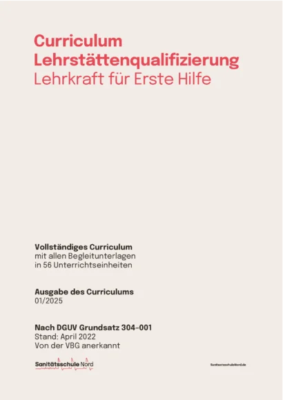 Curriculum „Lehrkraft für Erste Hilfe“ inkl. Schutzgebühr