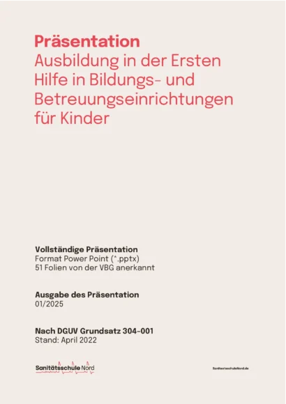 PowerPoint-Präsentation für Erste-Hilfe in Bildungs- und Betreuungseinrichtungen für Kinder